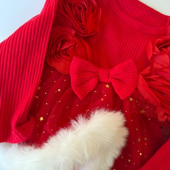 🎄Fancy Baby Girl Christmas Bodysuit with Tutu + Matching Headband - Picture 8 of 11